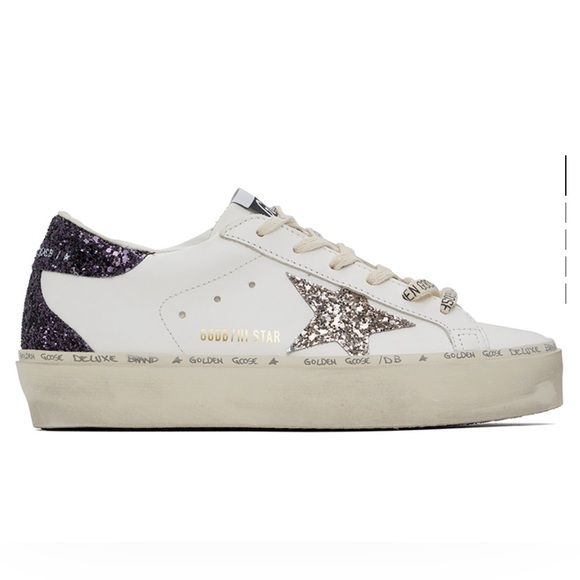 Golden Goose Hi Star Sneaker White purple glitter NIB Auth - Picture 3 of 10